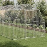 vidaXL Piščančji poligon 2,5x10x2,25 m Pocinkano jeklo | Shoptok.si