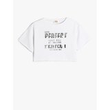 Koton Crop T-Shirt Motto Printed Short Sleeve Crew Neck Cotton Cene