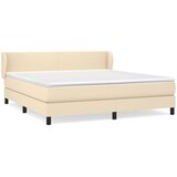 vidaXL Box spring postelja z vzmetnico krem 160x200 cm blago, (20896467) Cene