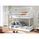 Marckeric bela/v naravni barvi otroška postelja v obliki hiške/pograd 90x190 cm valka – | Shoptok.si