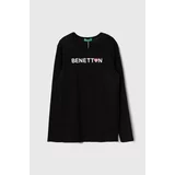 United Colors Of Benetton Otroška bombažna majica z dolgimi rokavi črna barva
