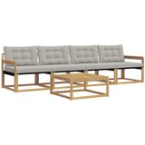  Set vanjskih sofa 5 kom. Bijela i svjetlosiva Smeđa 79 x 79 x 37 cm | shoptok.hr