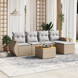 Maison Chic Seti vrtnega pohištva - Vrtna garnitura - Vrtni pohištvo set 6-delna z blazinami bež poli ratan, (21813650) | Shoptok.si