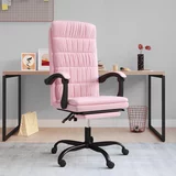 vidaXL Nagibni pisarniški stol roza žamet