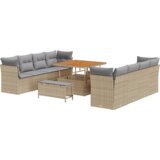vidaXL 11-dijelni set sofa za vrt s jastučićima bež poli ratan akacija | shoptok.hr