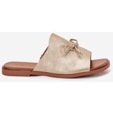EVENTO Ladies flat sandals with decorative tie golden Norela | shoptok.hr
