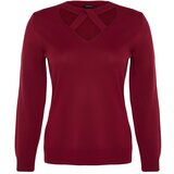 Trendyol Curve Plus Size Sweater - Burgundy - Regular fit | shoptok.hr