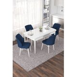 Hanah home trpezarijski set Nef, sto na razvlačenje i 4 stolice, bela ploča, teget tkanina Jerry | Eponuda.com