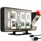  4v1 projekcijska budilka z LCD zaslonom in ogledalom črna | Shoptok.si