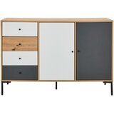CARRYHOME ŠIROKA KOMODA, siva, bela, barve hrasta | Shoptok.si