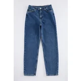 Trendyol Dark Blue High Waist Comfort Mom Jeans