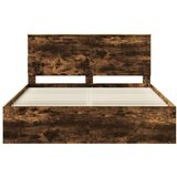  Okvir za krevet s uzglavljem Dimljeni hrast 160 x 200 cm | shoptok.hr
