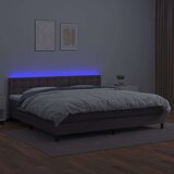  Box spring postelja z vzmetnico LED siva 200x200cm umetno usnje, (20788862) | Shoptok.si