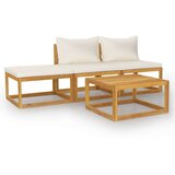  3057658 4 Piece Garden Lounge Set with Cushion Cream Solid Acacia Wood (311855+311863) | shoptok.hr
