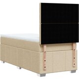 vidaXL Box spring postelja z vzmetnico krem 90x200 cm blago | Shoptok.si