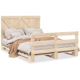  The Living Store Posteljni okvir z vzglavjem 160x200 cm trdna borovina - Posteljni Okvir, (21527273) | Shoptok.si