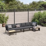 vidaXL 4-dijelni set vrtnih sofa s jastucima crni aluminijski Cijene