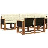vidaXL Zunanja garnitura za sedenje z blazino 7 pcs Naravna in smetana, (5000273211) | Shoptok.si