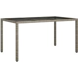  Vrtna miza 150x90x75 cm kaljeno steklo in poli ratan siva, (20665477) | Shoptok.si