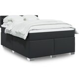 vidaXL Box spring postelja z vzmetnico črn 140x200 cm umetno usnje | Shoptok.si