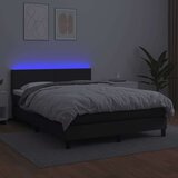  Box spring s madracem LED crni 140 x 190 cm umjetna koža | shoptok.hr