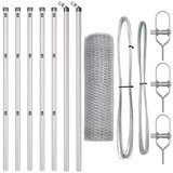 vidaXL Šesterokotna ograja 0.8x10 m pocinčano jeklo, Stebri ograje 7 kos Ø32 mm 120 cm pocinčano jeklo | Shoptok.si