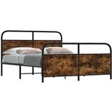 vidaXL Kovinski posteljni okvir brez vzmetnice dimljen hrast 180x200cm | Shoptok.si
