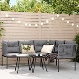  Set vrtnih sofa s jastucima crni od čelika i tekstilena | shoptok.hr