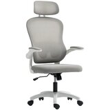  Ergonomska uredska stolica s mrežastim naslonom podesiva visina sklopivi nasloni za ruke 5 kotačića funkcija ljuljanja siva | shoptok.hr