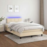  Box spring postelja z vzmetnico LED krem 120x190 cm blago | Shoptok.si