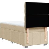 vidaXL Box spring postelja z vzmetnico krem 90x200 cm blago | Shoptok.si