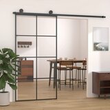 vidaXL Drsna vrata črna 102,5x205 cm ESG steklo in aluminij | Shoptok.si