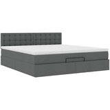 vidaXL Otomanski posteljni okvir z vzmetnico siv 180x200 cm blago | Shoptok.si