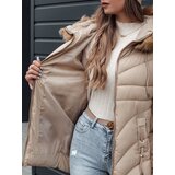 DStreet Kurtka damska zimowa MELOMA pikowana z kapturem jasno beżowa | Shoptok.si