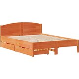vidaXL Okvir kreveta bez madraca voštano smeđi 135x190 cm od borovine | shoptok.hr