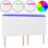 vidaXL LED posteljno vzglavje belo 200x5x118/128 cm umetno usnje, (20793955) Cene