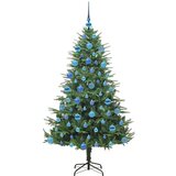 vidaXL Umjetna predsvetljena božićna jelka s kompletom kroglica Zelena | Shoptok.si