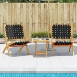 vidaXL Sklopive vrtne stolice 2 kom sa stolom crne od masivnog drva