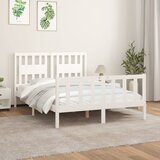 vidaXL Posteljni okvir z vzglavjem bel trdna borovina 120x200 cm Cene
