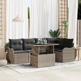 vidaXL 6-delna Zunanja Sofa Skupina z Blazinami Siva Poli Ratan | Shoptok.si