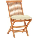 Bistro 3-dijelni bistro set s krem bijelim jastucima masivna tikovina | shoptok.hr
