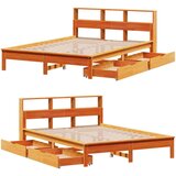  Krevet s regalom za knjige bez madraca 150x200 cm od borovine | shoptok.hr
