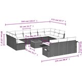  14-dijelni set vrtnih sofa od poliratana s jastucima sivi | shoptok.hr