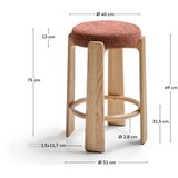 Kave Home Barsko stol iz masivnega jesena v barvi terakote/v temni naravni barvi (višina sedeža 75 cm) Granite – | Shoptok.si