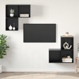 vidaXL Set TV omar 4 pcs Črni hrast 37 x 37 x 72 cm Konstruiran les | Shoptok.si