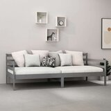  Dnevni ležaj s madracem 90 x 200 cm sivi od masivne borovine | shoptok.hr