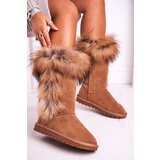 Kesi Women's Snow Boots With Fur Leather Suede Camel Balvin Cijene
