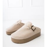 Gemre Beige closed-toe slippers with fur Maresa | Shoptok.si