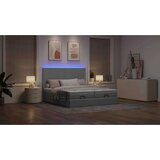 vidaXL Otomanski posteljni okvir z vzmetnicami siv 200x200 cm blago | Shoptok.si