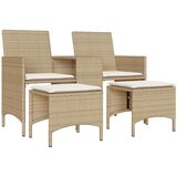  Vrtni dvosjed sa stolićem i tabureima bež od poliratana | shoptok.hr